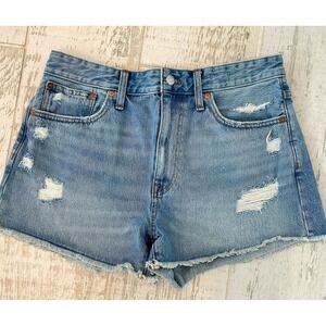 Madewell Relaxed Denim Shorts Ladies 29‎ Waist Distressed Medium Wash 3" Inseam